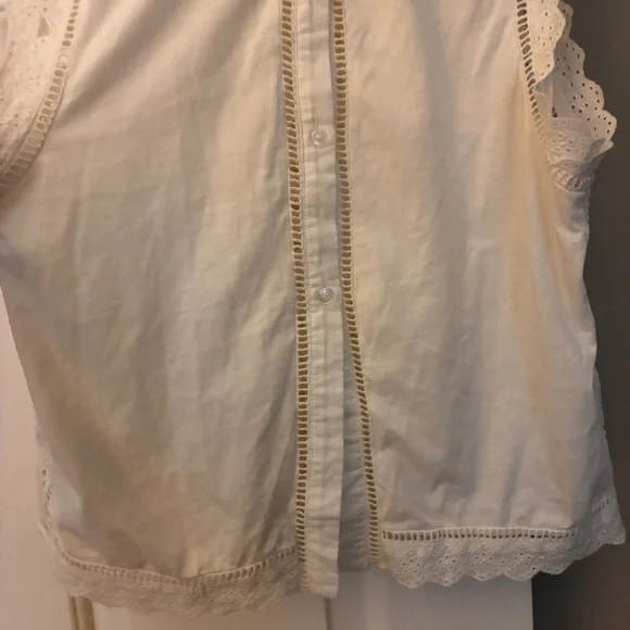 Anthropologie James Coviello White Lace Blouse Sz S EUC - Picture 9 of 10